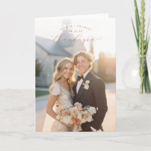 Tarjeta De Agradecimiento Foto Romántica Pastel Alegre