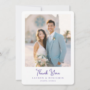 Tarjeta De Agradecimiento Foto Romántica Pastel Azul
