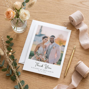 Tarjeta De Agradecimiento Foto Romántica Rosa