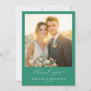 Tarjeta De Agradecimiento Foto Romántica Teal