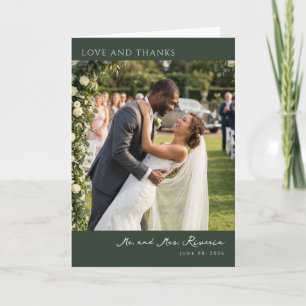 Tarjeta De Agradecimiento Foto Romántica Verde Alegre