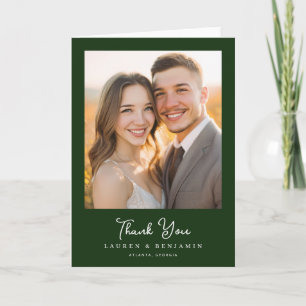 Tarjeta De Agradecimiento Foto Romántica Verde Alegre