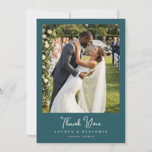 Tarjeta De Agradecimiento Foto Romántica Verde Alegre