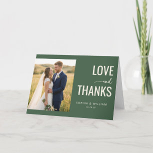 Tarjeta De Agradecimiento Foto Romántica Verde con Sentimiento