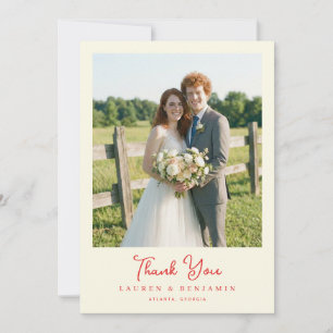 Tarjeta De Agradecimiento Foto Romántica Verde Rústica
