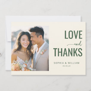 Tarjeta De Agradecimiento Foto Romántica Verde Sentimental