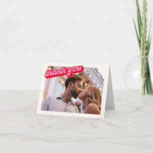 Tarjeta De Agradecimiento Foto Rosa Rojo Negrita Groovy Moderna Retro