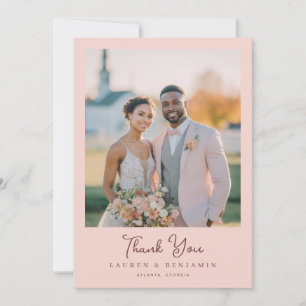 Tarjeta De Agradecimiento Foto Rosa Rosado Romántico