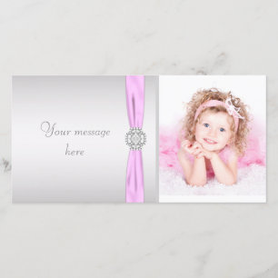 Tarjeta De Agradecimiento Foto rosa y gris gracias