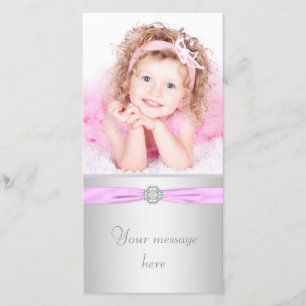 Tarjeta De Agradecimiento Foto rosa y plateado gracias