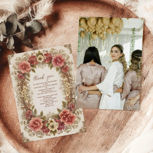 Tarjeta De Agradecimiento Foto: Royal Victorian Floral Bridal Shower