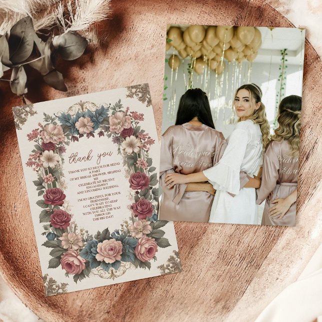Tarjeta De Agradecimiento Foto Royal Victorian Whimsical Floral Bridal Show (Subido por el creador)