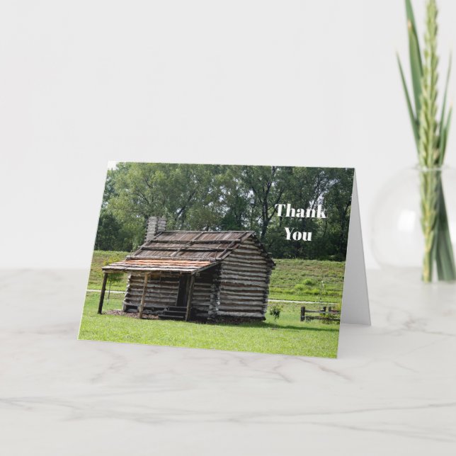 Tarjeta De Agradecimiento Foto Rustic Log Cabin (Anverso)