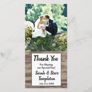Tarjeta De Agradecimiento Foto Rustic Wood Boda Gracias