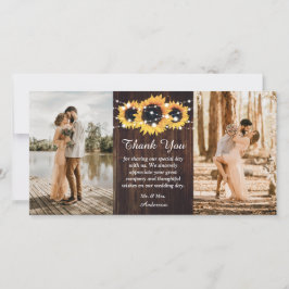 Tarjeta De Agradecimiento Foto Rustic Wood Sunflower 2