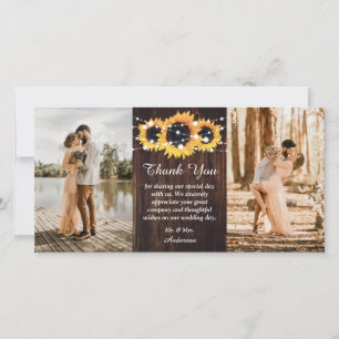Tarjeta De Agradecimiento Foto Rustic Wood Sunflower 2