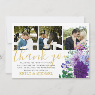 Tarjeta De Agradecimiento Foto Rústica Gracias A Las Flores Azules
