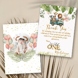 Tarjeta De Agradecimiento Foto Safari Wild Un primer cumpleaños