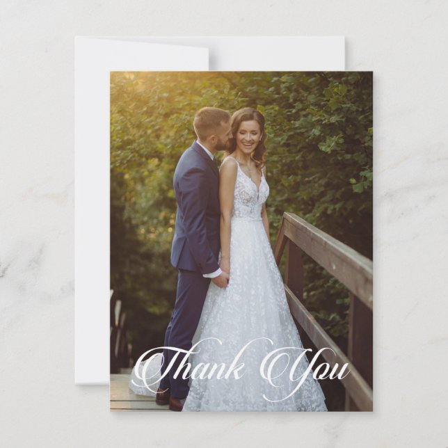 Tarjeta De Agradecimiento Foto simple Boda Añadir el saludo (Anverso)