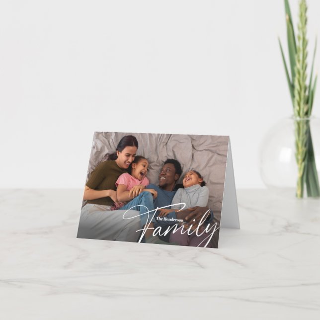 Tarjeta De Agradecimiento Foto simple de la familia de Personalizados (Anverso)