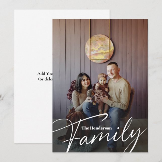 Tarjeta De Agradecimiento Foto simple de la familia de Personalizados (Anverso / Reverso)