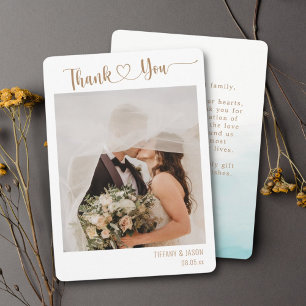 Tarjeta De Agradecimiento Foto Simple Elegante Mano de boda personalizada Le