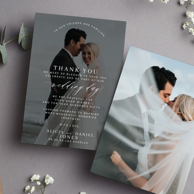 Tarjeta De Agradecimiento Foto simple y elegante boda blanco y negro (Subido por el creador)