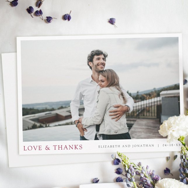 Tarjeta De Agradecimiento Foto simple y moderna Boda de Borgoña (Subido por el creador)