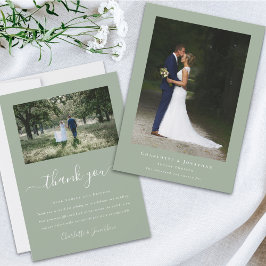Tarjeta De Agradecimiento Foto simple y moderna de Boda