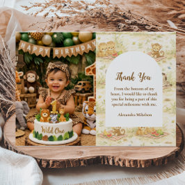 Tarjeta De Agradecimiento Foto Suave Neutral Selva Cumpleaños Uno Primero