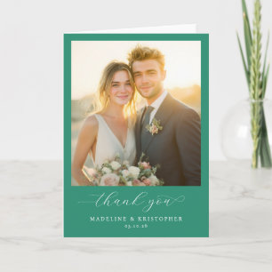 Tarjeta De Agradecimiento Foto Teal Romántica