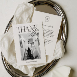 Tarjeta De Agradecimiento Foto Tipografía Elegante Boda Moderna