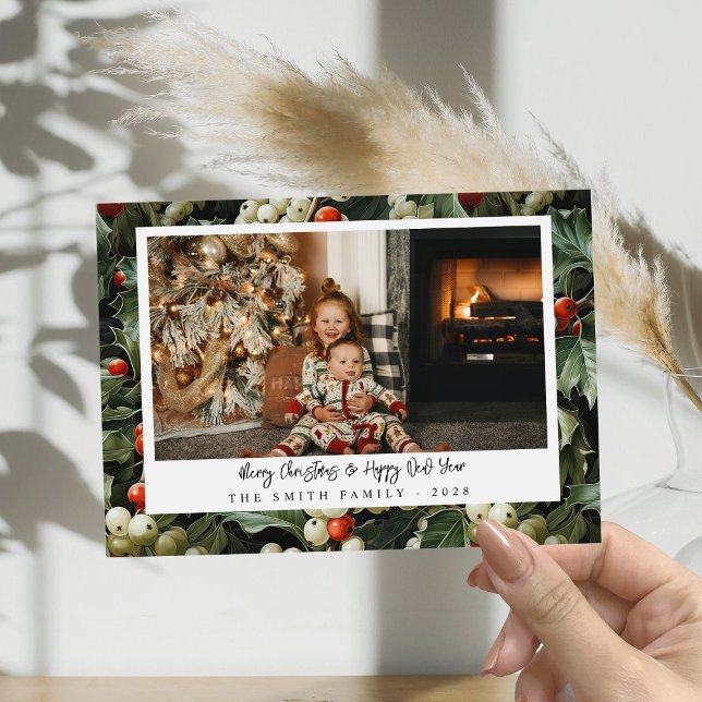 Tarjeta De Agradecimiento Foto tradicional de vacaciones de Holly Verde (Subido por el creador)