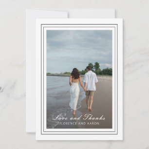 Tarjeta De Agradecimiento Foto tradicional en blanco y negro de boda atempor