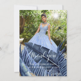 Tarjeta De Agradecimiento Foto tropical azul del follaje