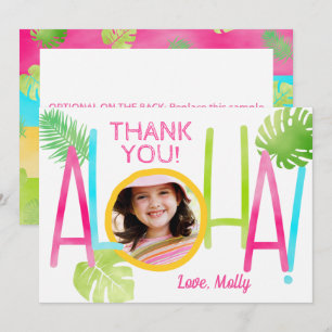 Tarjeta De Agradecimiento Foto tropical de cumpleaños de Aloha Luau