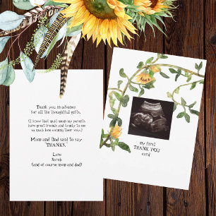 Tarjeta De Agradecimiento Foto Ultrasonido Girasol Gracias