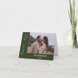 Tarjeta De Agradecimiento Foto verde 2: Navidades casados con Bodas
