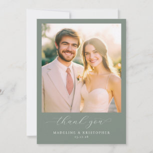 Tarjeta De Agradecimiento Foto verde beige romántico