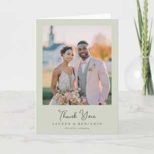 Tarjeta De Agradecimiento Foto verde pastel romántico