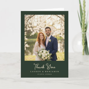 Tarjeta De Agradecimiento Foto Verde Romántica
