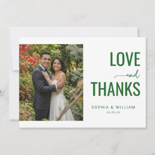 Tarjeta De Agradecimiento Foto Verde Romántica Elegante