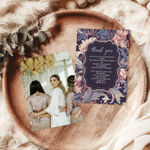Tarjeta De Agradecimiento Foto: Viñeta William Morris Lavender Bridal