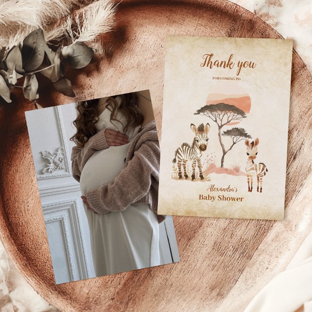 Tarjeta De Agradecimiento Foto Wild One Safari Animals Boy Baby Shower (Subido por el creador)