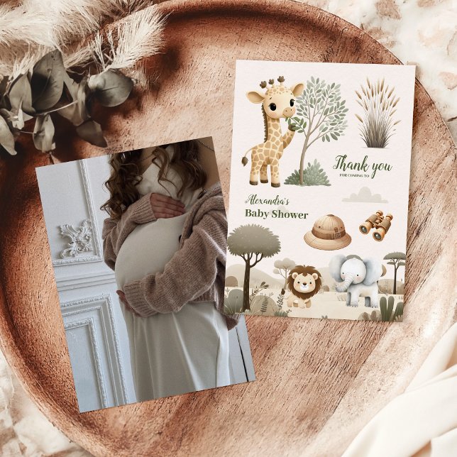 Tarjeta De Agradecimiento Foto Wild One Safari Animals Boy Baby Shower (Subido por el creador)