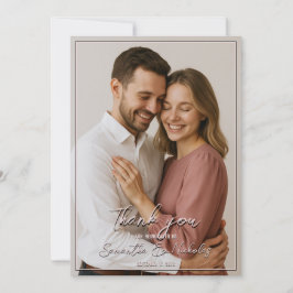 Tarjeta De Agradecimiento Foto y caligrafía Minimalista Rubor