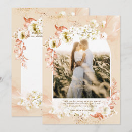 Tarjeta De Agradecimiento FOTOGRAFÍA ACTUAL DE Peach Coral Floral GRACIAS