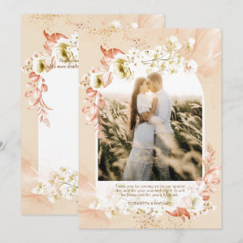 Tarjeta De Agradecimiento FOTOGRAFÍA ACTUAL DE Peach Coral Floral GRACIAS
