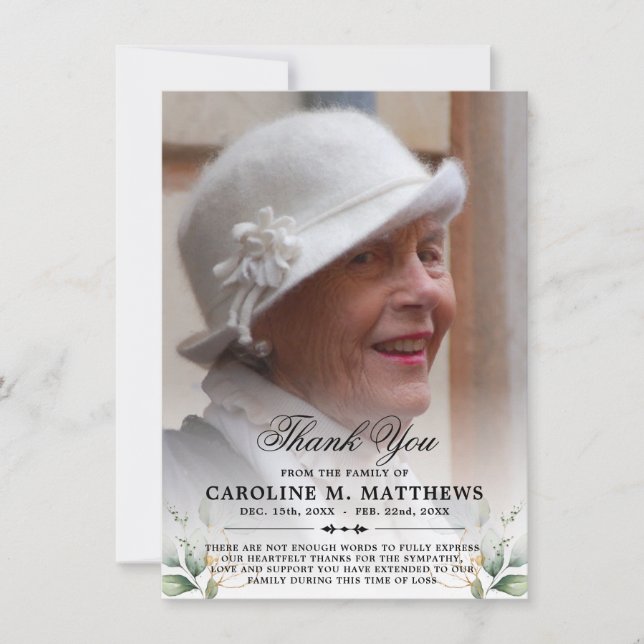 Tarjeta De Agradecimiento Fotografía conmemorativa del funeral de Solidarida (Anverso)