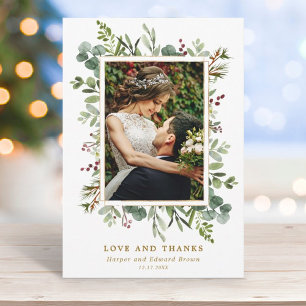 Tarjeta De Agradecimiento Fotografía de Boda Boda de Invierno de la Verdemia